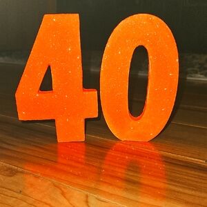 Orange Glitter Number 40 Decoration